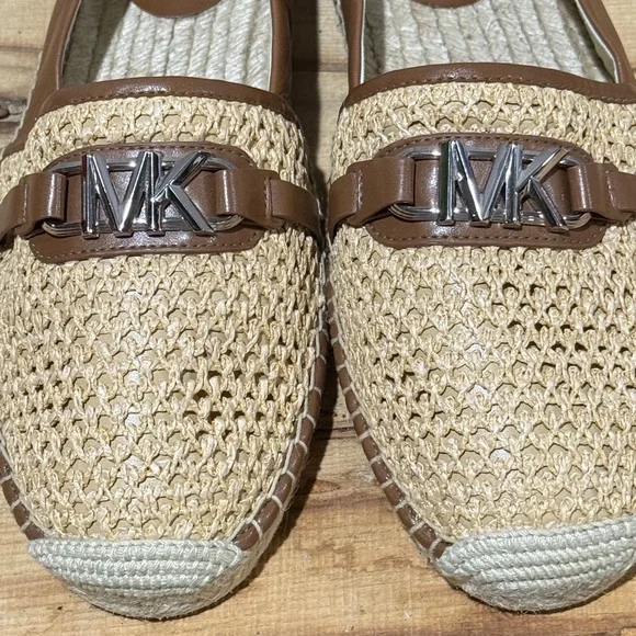 Michael Kors Ember Slip On Leather& Woven Espadrilles Size 10 A35 - Picture 8 of 13